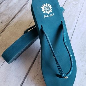 Yellow Box Wedge Flip Flop